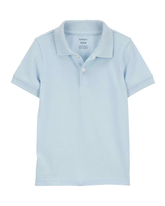 Camisa polo infantil com botões lisa azul | Carter's