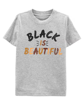 Camiseta Infantil Manga Curta Carter's Black is Beautiful Cinza Mescla Tam 2 a 5