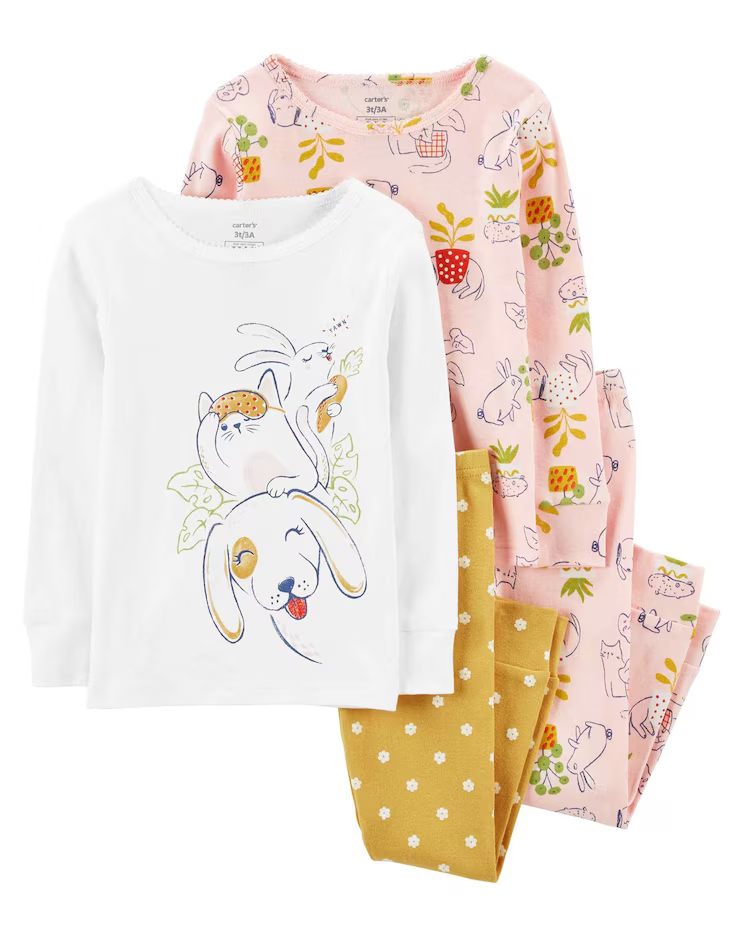 Pijama longo infantil 4 peças bichinhos multicor | Carter's