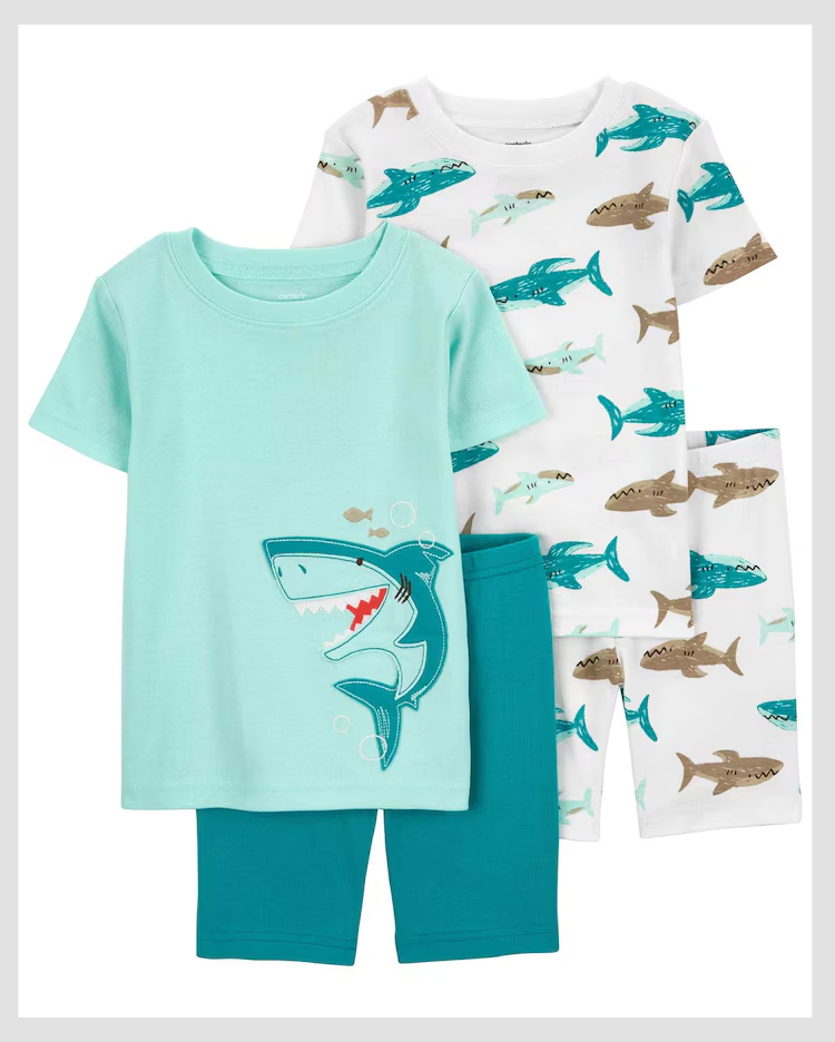 Pijama curto infantil 4 peças tubarões multicor | Carter's