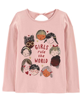 Camiseta infantil Girls Rule The World rosa | Carter's