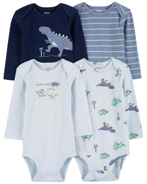 Enxoval bebê 8 peças manga longa listrado elefantes multicor | Carter's