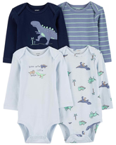 Kit body bebê 4 peças dinossauros listras azul | Carter's