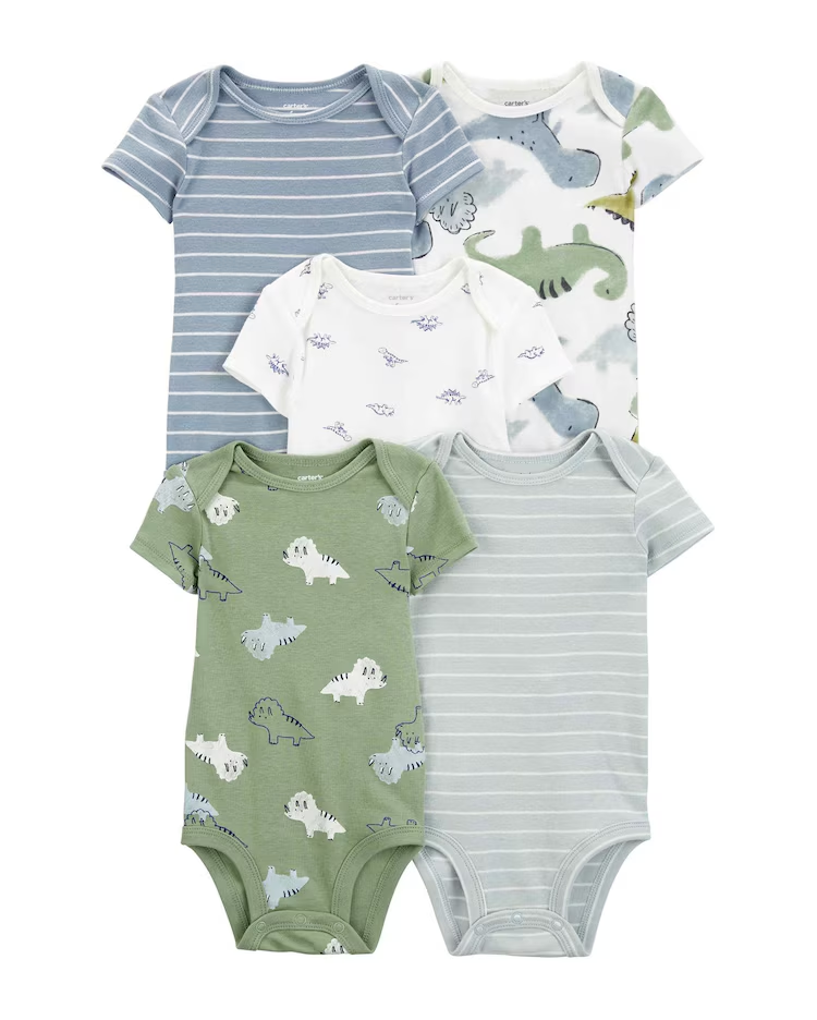 Kit body bebê 5 peças dinossauro listrado multicor | Carter's