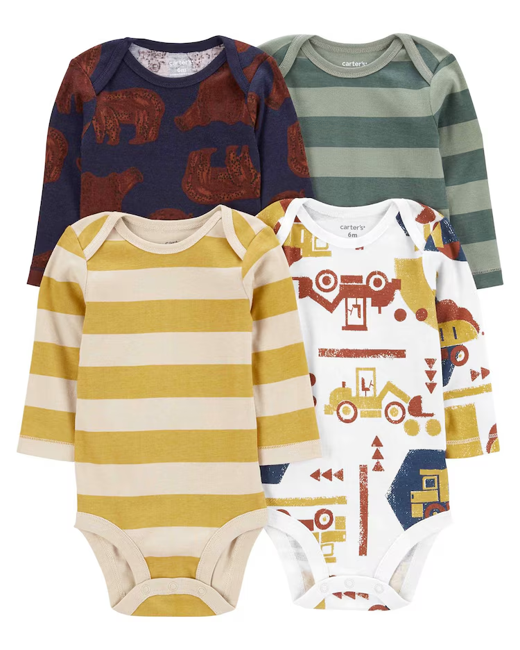 Kit body bebê 4 peças com listras multicor | Carter's 