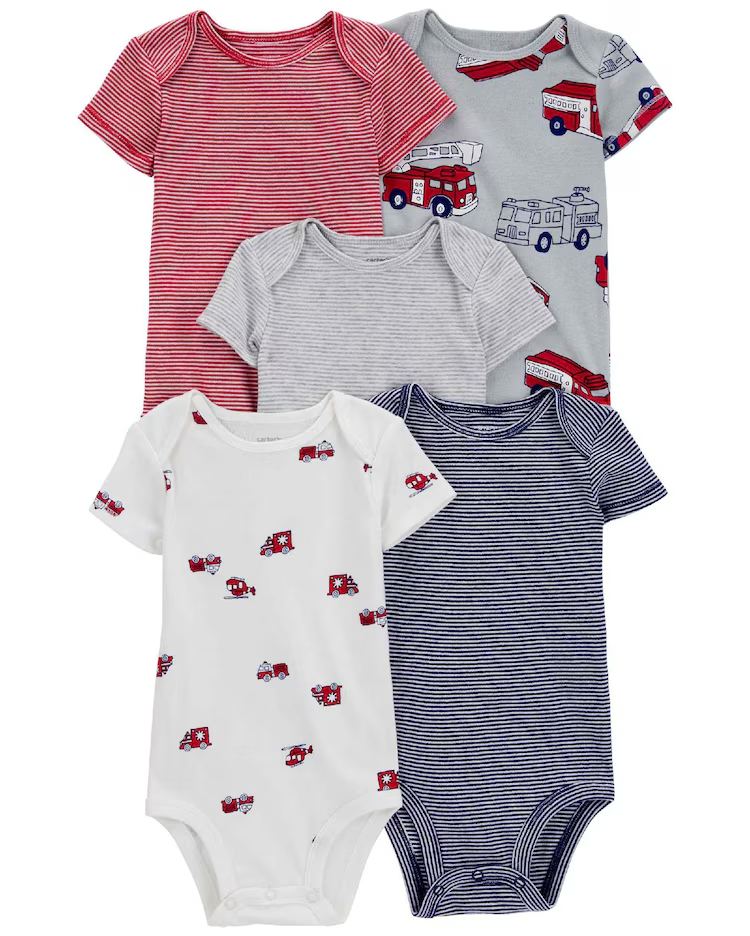 Kit body bebê 5 peças bombeiro listras multicor | Carter's