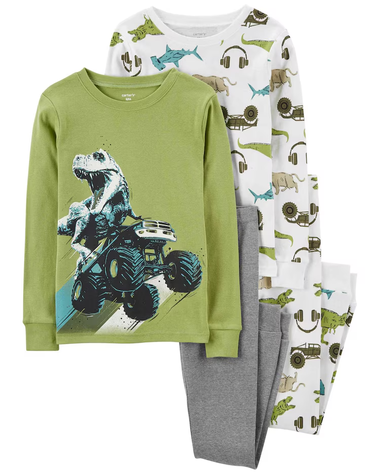 Pijama longo infantil 4 peças dinossauros multicor | Carter's