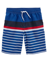 Bermuda água infantil com cordão listrada azul | Carter's