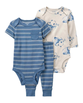 Conjunto longo bebê 3 peças listrado e panda multicor | Carter's