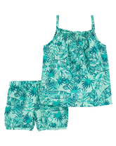 Conjunto curto infantil 2 peças verão folhagem verde | Carter's
