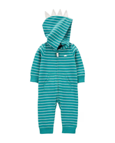 Macacão bebê listrado dinossauro com bolso azul | Carter's