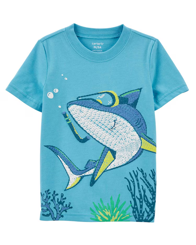 Camiseta infantil manga curta tubarãozinho azul | Carter's