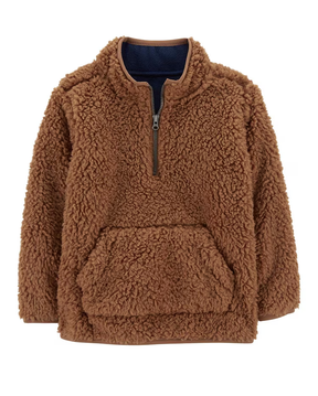 Blusa de sherpa infantil gola alta marrom | Carter's