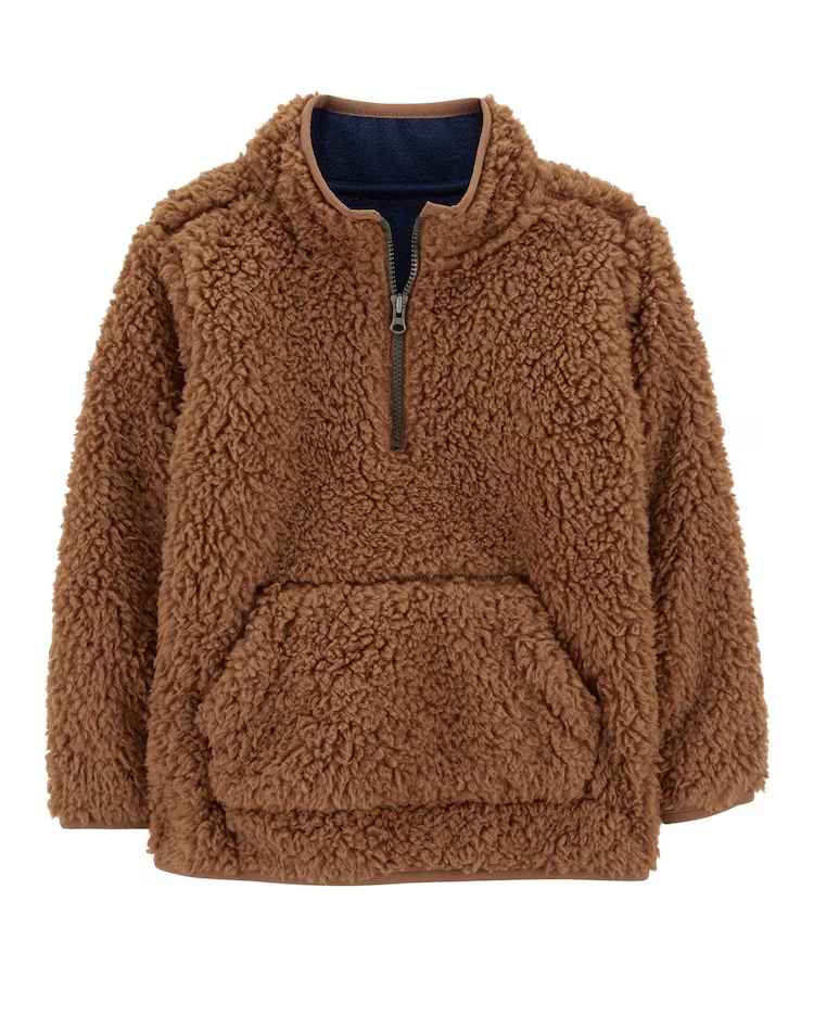 Blusa de sherpa infantil gola alta marrom | Carter's