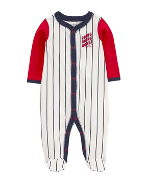 Macacão bebê basebol listrado branco | Carter's