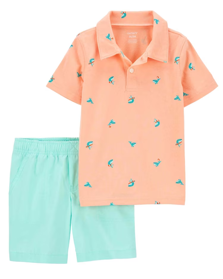 Conjunto curto infantil 2 peças baleia surfista multicor | Carter's