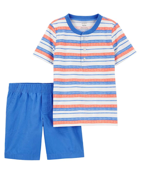 Conjunto curto infantil 2 peças listrada de peixinhos multicor | Carter's