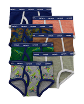 Kit cueca infantil slip 7 peças listras e camuflado verde | Carter's