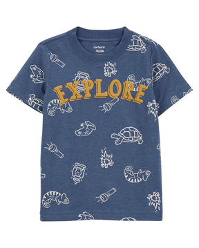 Camiseta infantil manga curta explore azul | Carter's