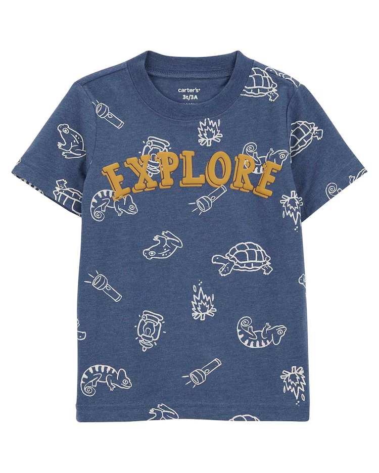 Camiseta infantil manga curta explore azul | Carter's
