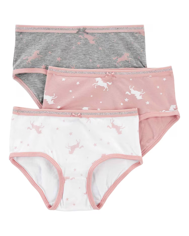 Kit calcinha infantil 3 peças unicórnios rosa | Carter's