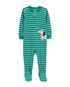 Macacão pijama infantil com pezinho patch cachorro verde | Carter's