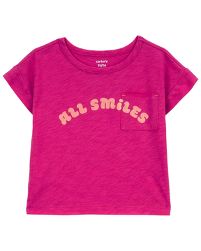 Camiseta infantil com bolso all smiles rosa | Carter's