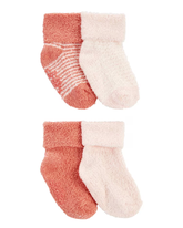 Kit meia bebê 4 pares punho dobrado listras multicor | Carter's