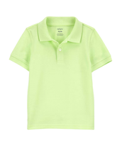 Camisa polo infantil com botões lisa verde | Carter's