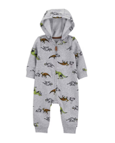 Macacão de moletom bebê com capuz  dinossauros cinza | Carter's