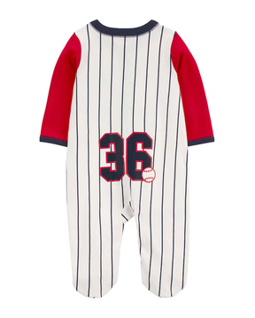 Macacão bebê basebol listrado branco | Carter's
