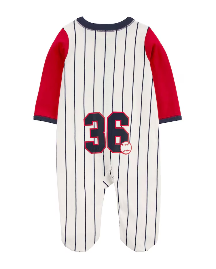 Macacão bebê basebol listrado branco | Carter's