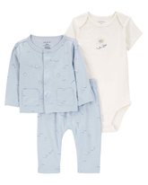 Conjunto longo bebê 3 peças avião de papel e sol multicor | Carter's