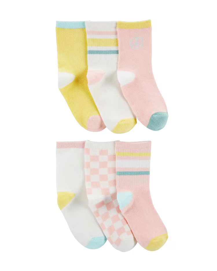 Kit meia infantil 6 pares listrado e xadrez multicor | Carter's