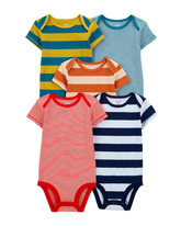 Kit body bebê 5 peças manga curta listrado multicor | Carter's