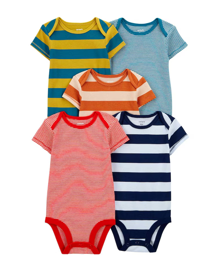 Kit body bebê 5 peças manga curta listrado multicor | Carter's
