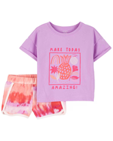 Conjunto curto infantil 2 peças abacaxi tie-dye multicor | Carter's