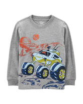 Camiseta infantil manga longa dirigir na lua cinza | Carter's