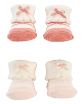 Kit meia bebê 2 pares punho dobrado com laço rosa | Carter's