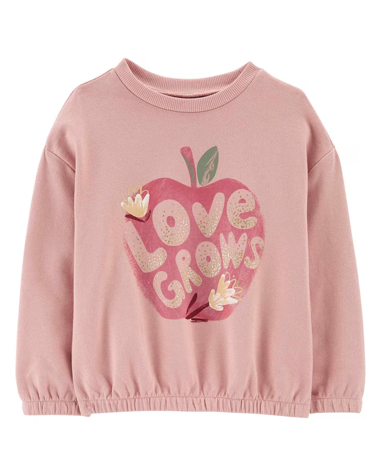 Blusa infantil manga longa maçã rosa | Carter's