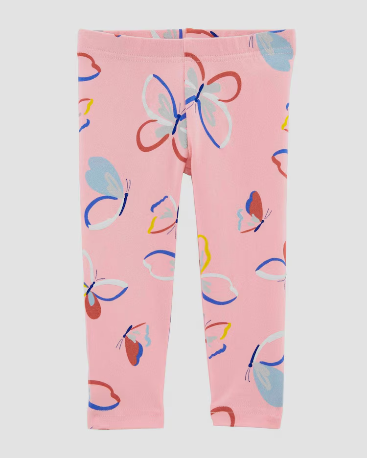 Calça legging infantil borboletas rosa | Carter's