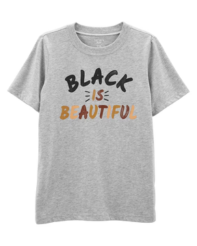 Camiseta Infantil Manga Curta Carter's Black is Beautiful Cinza Mescla Tam 6 a 8