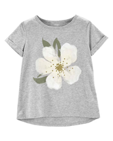 Camiseta Infantil Carter's Flor Cinza Tam 6 a 8