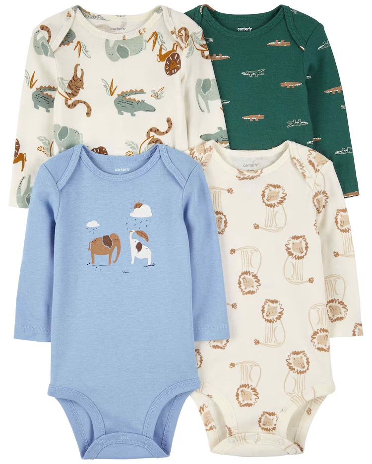 Kit body bebê 4 peças elefantes e jacaré multicor | Carter's