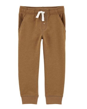 Calça de moletom infantil com botão marrom | Carter's