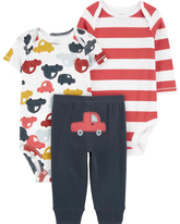 Conjunto longo bebê 3 peças listrado e carros multicor | Carter's