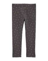 Calça legging infantil estrelas barra peluciada cinza | Carter's