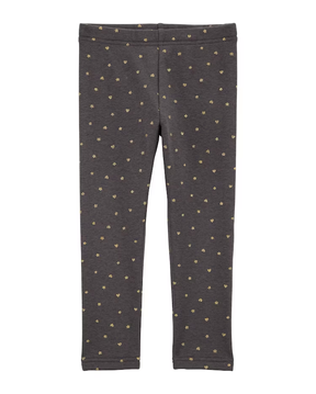 Calça legging infantil estrelas barra peluciada cinza | Carter's