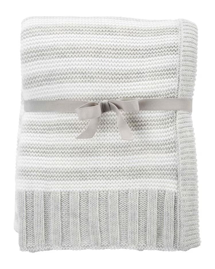 Manta bebê de tricot listrada branca | Carter's