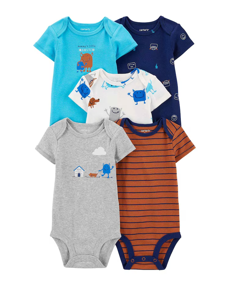 Kit body bebê 5 peças monstrinhos multicor | Carter's